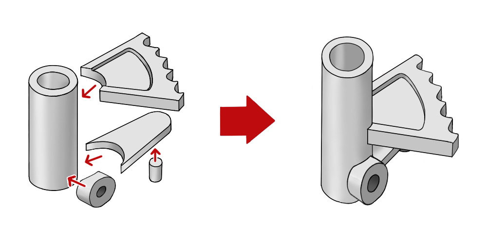 複合部品の一体化